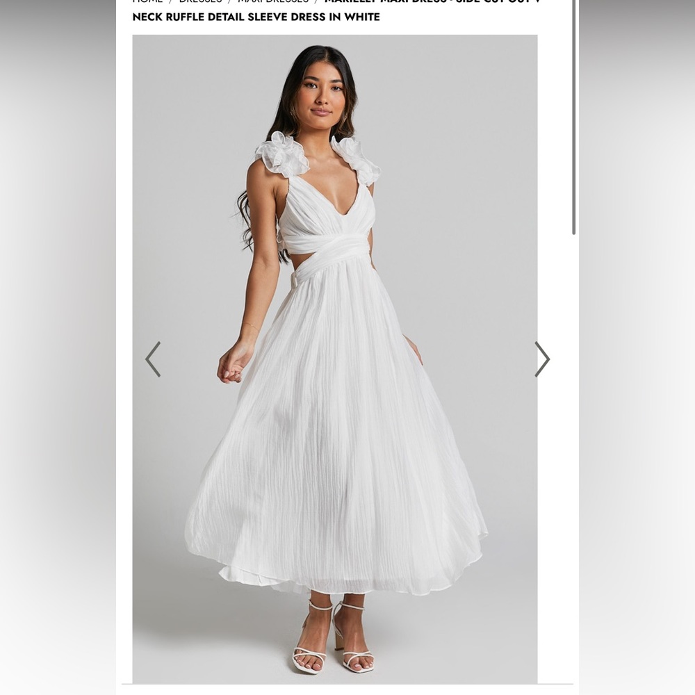 Showpo White Ruffle Strap Midi Dress